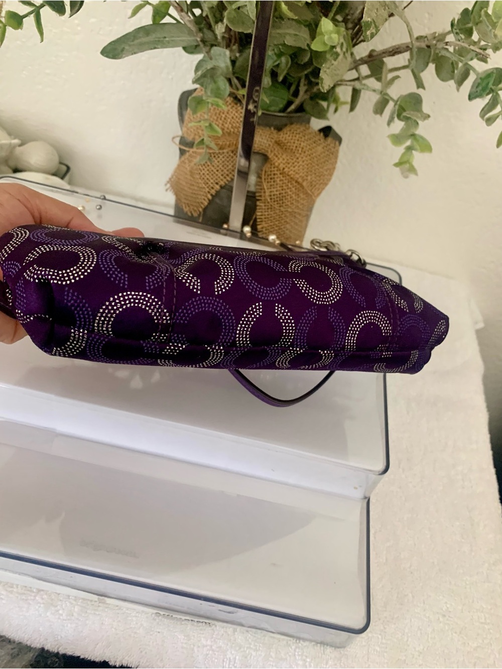 Y2K Coach Madison Horse & Carriage Purple Pleated OP Art Mini Bag - Picture 5 of 7